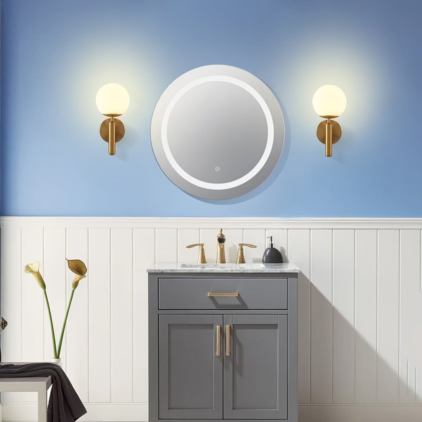 Glass Globe Wall Sconce | Polished Metal Semi-Flush Mount