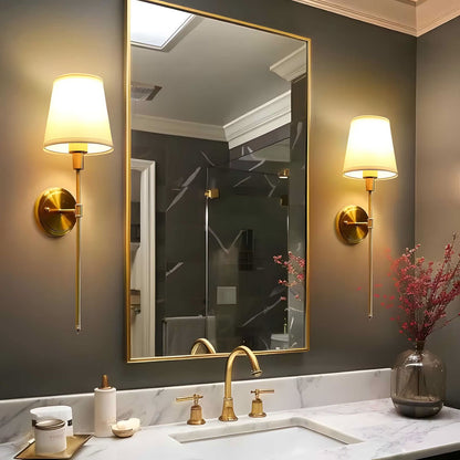 Fabric Shade Wall Sconces, Set of 2 | Rechargeable LED Bulbs with Remote | Stick-On or Screw Mount, 3 Finishes