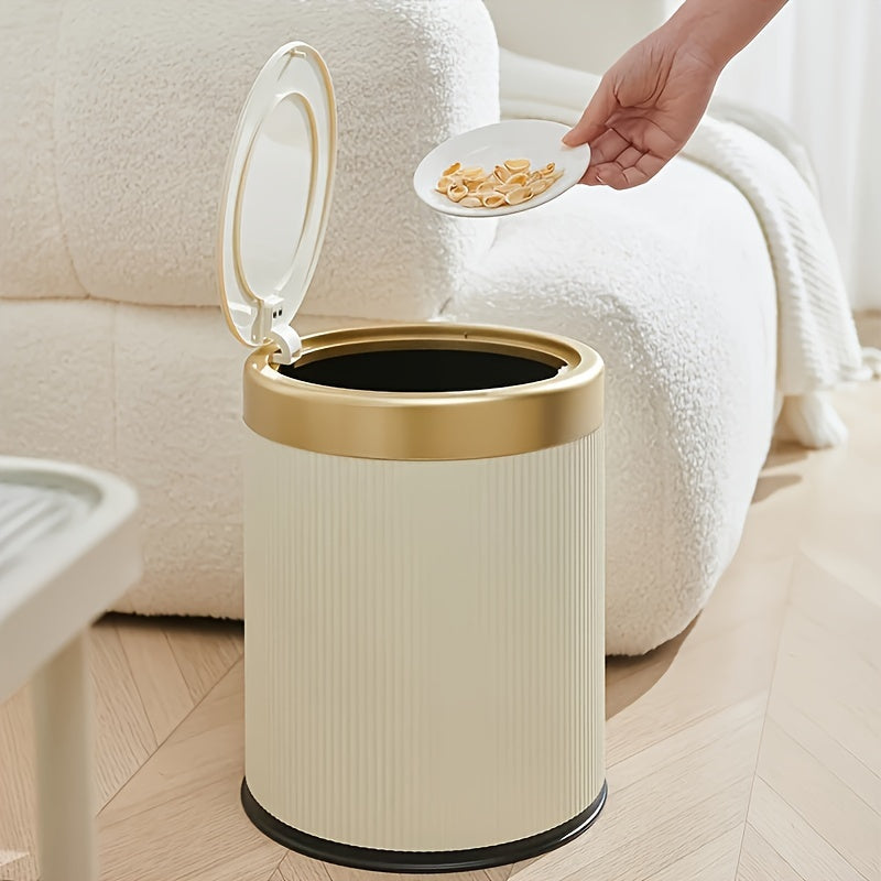 Oval Trash Can | Press-Top Lid with Odor-Sealing Inner Bucket