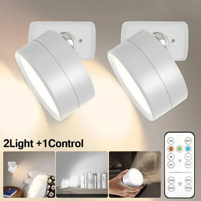 Rechargeable Wall Sconce | Magnetic LED Puck Light, 360° Swivel | Remote and Touch Dimming, Single or Set of 2
