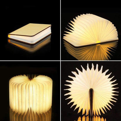 Portable Table Lamp | 360° Foldable Design, USB Rechargeable, Eco-Friendly Wood