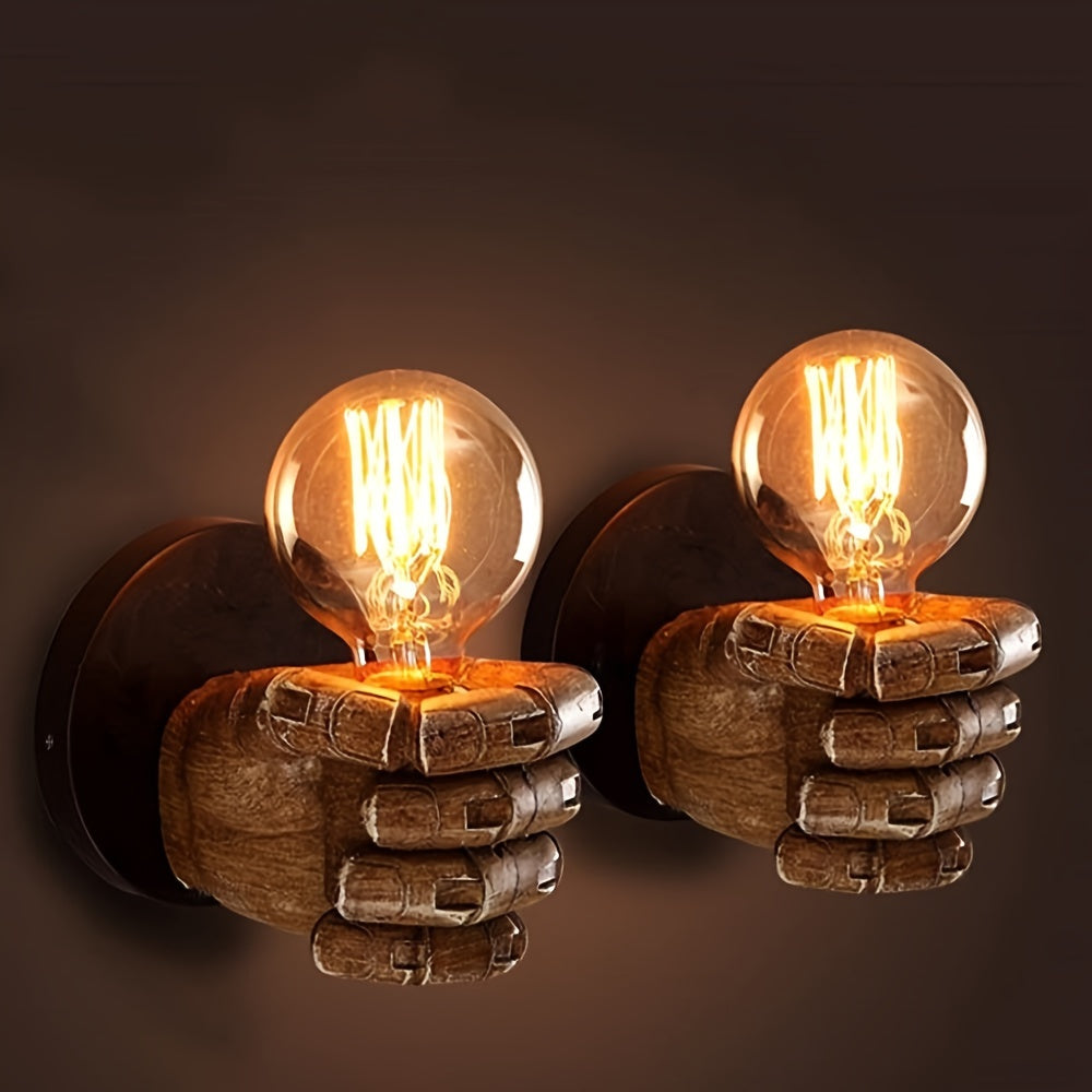 Industrial Wall Lamp | Hand-Shaped Resin Sconce for E26 Bulb