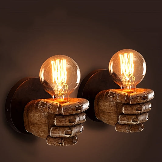 Industrial Wall Lamp | Hand-Shaped Resin Sconce for E26 Bulb