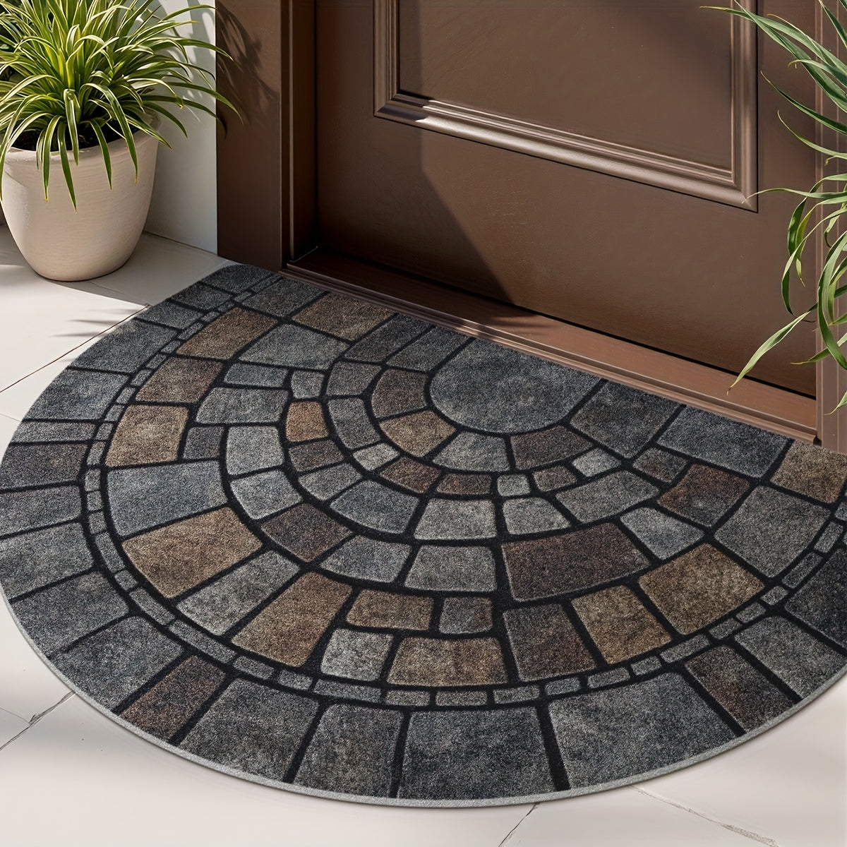 Mosaic Door Mat | Non-Slip Polyester | Semicircle