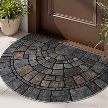 Mosaic Door Mat | Non-Slip Polyester | Semicircle