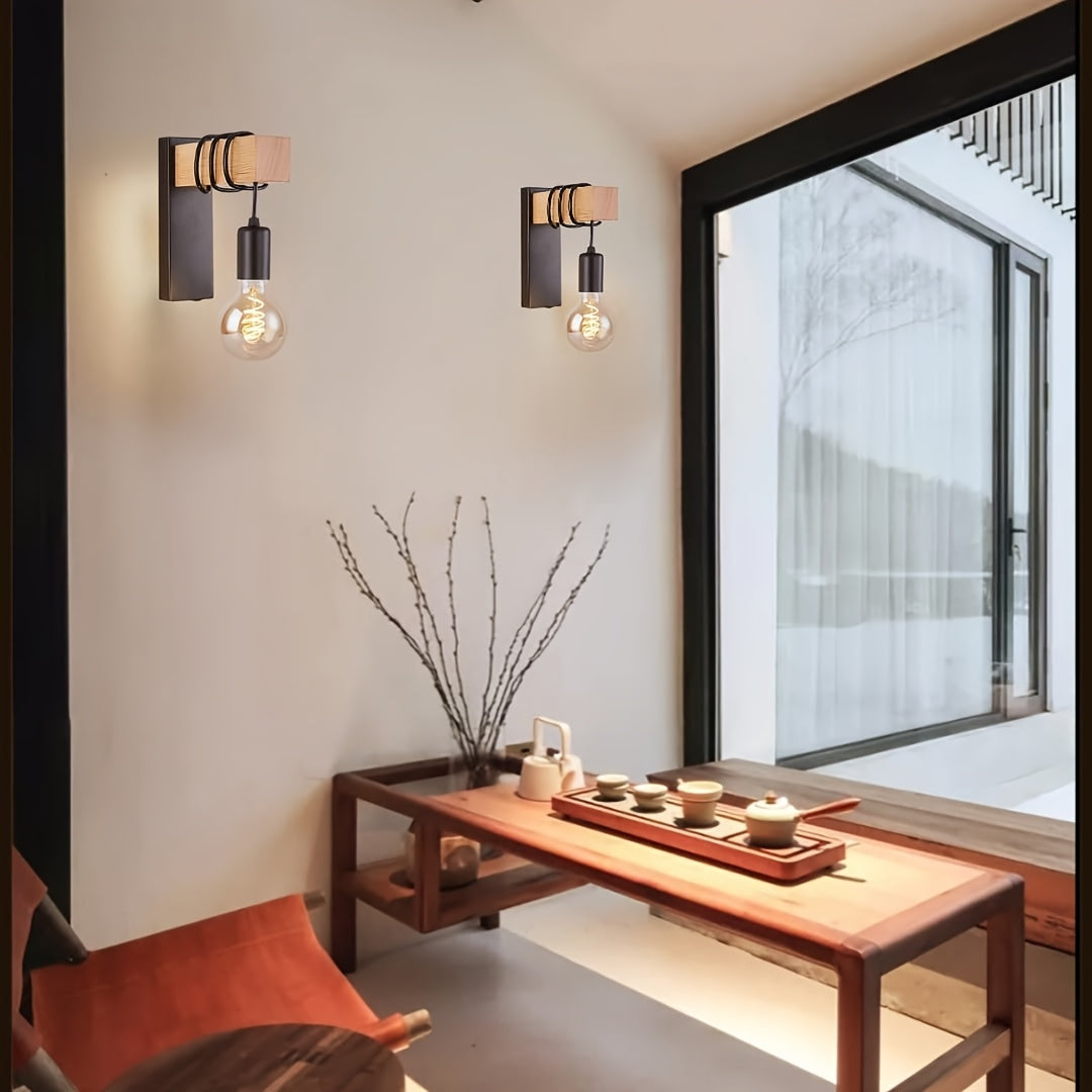 Industrial Wall Sconce | Metal and Wood Design