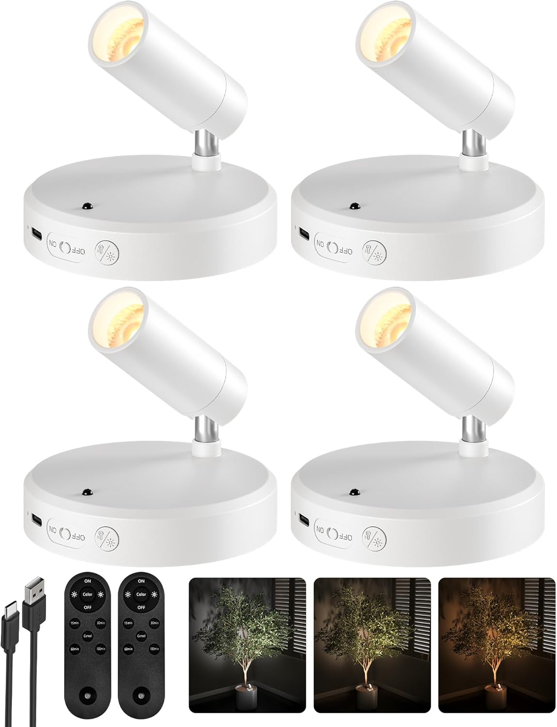 Wireless Accent Spotlight | Rechargeable RGB LED Art Light, 5500mAh | Remote & Touch, Magnetic Mount, 1, 2 or 4