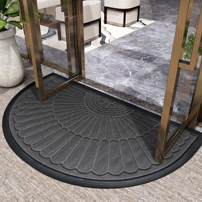 Non Slip Door Mat | Semi Circular Rubber Base for Dirt Control | Entryway Mat