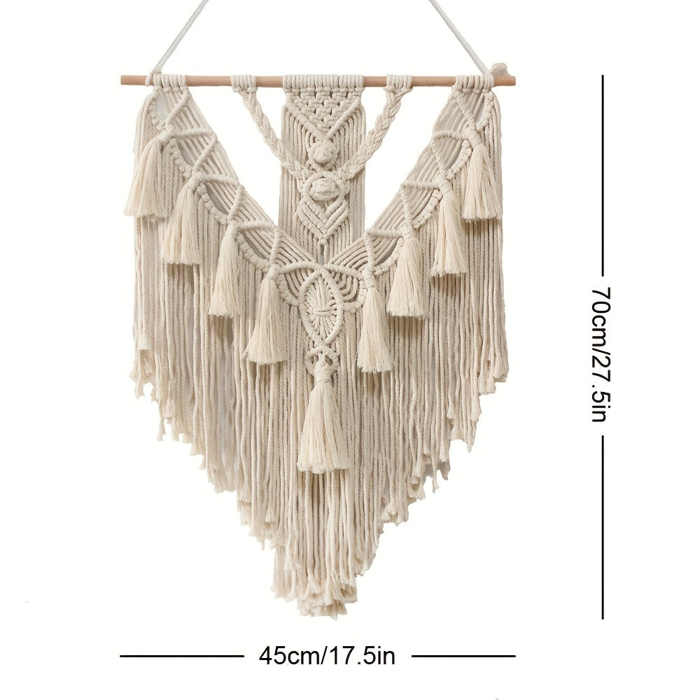 Macrame Wall Hanging | Handwoven Cotton Tapestry with Fringe