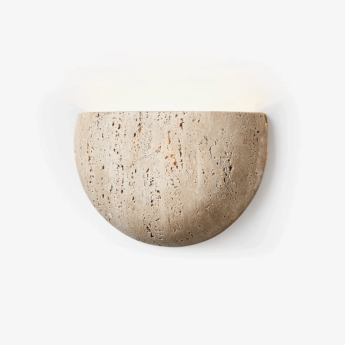 Travertine Stone Wall Sconce | Half-Bowl Uplight, G9 LED Bulb Included | 7.9 in Wabi-Sabi Wall Washer, Hardwired