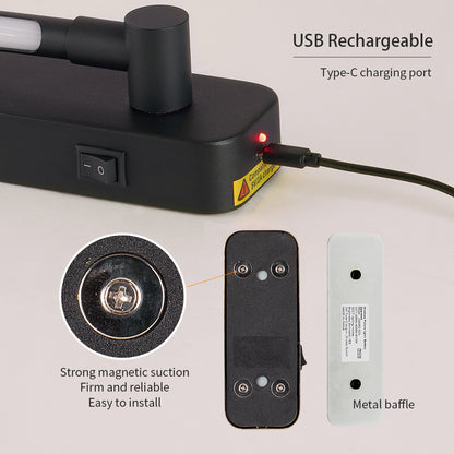 Base with USB-C charging port, on/off switch and magnetic mounting plate