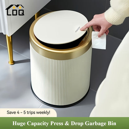 Oval Trash Can | Press-Top Lid with Odor-Sealing Inner Bucket