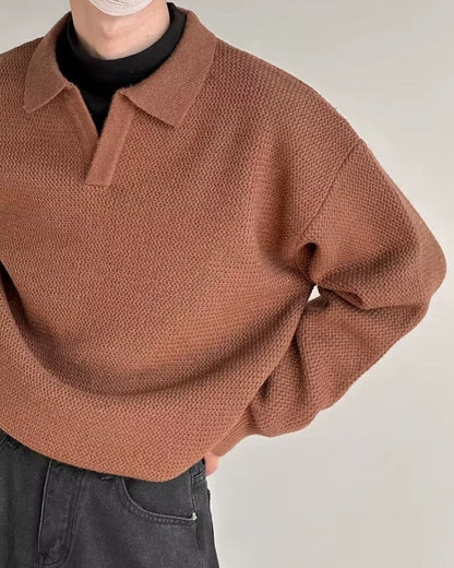 Men's Knit Polo Jumper | Textured Soft Knit, Polo Collar, Long Sleeves, Regular Fit | 4 Colours, M to 2XL