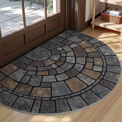 Mosaic Door Mat | Non-Slip Polyester | Semicircle