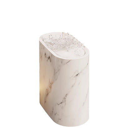 Marble Pattern Trash Can | Space-Saving Oval Design with Lid