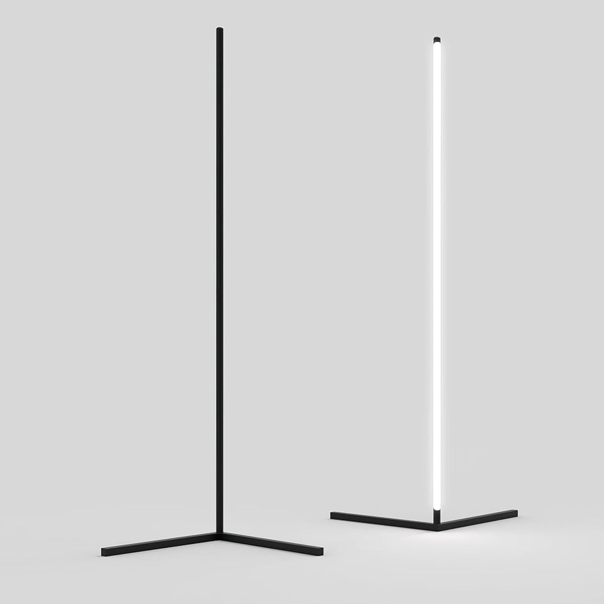 LED Corner Floor Lamp | 56 or 63 in Aluminum Light Bar, RGB or Tunable White | Remote Dimming, Black or White