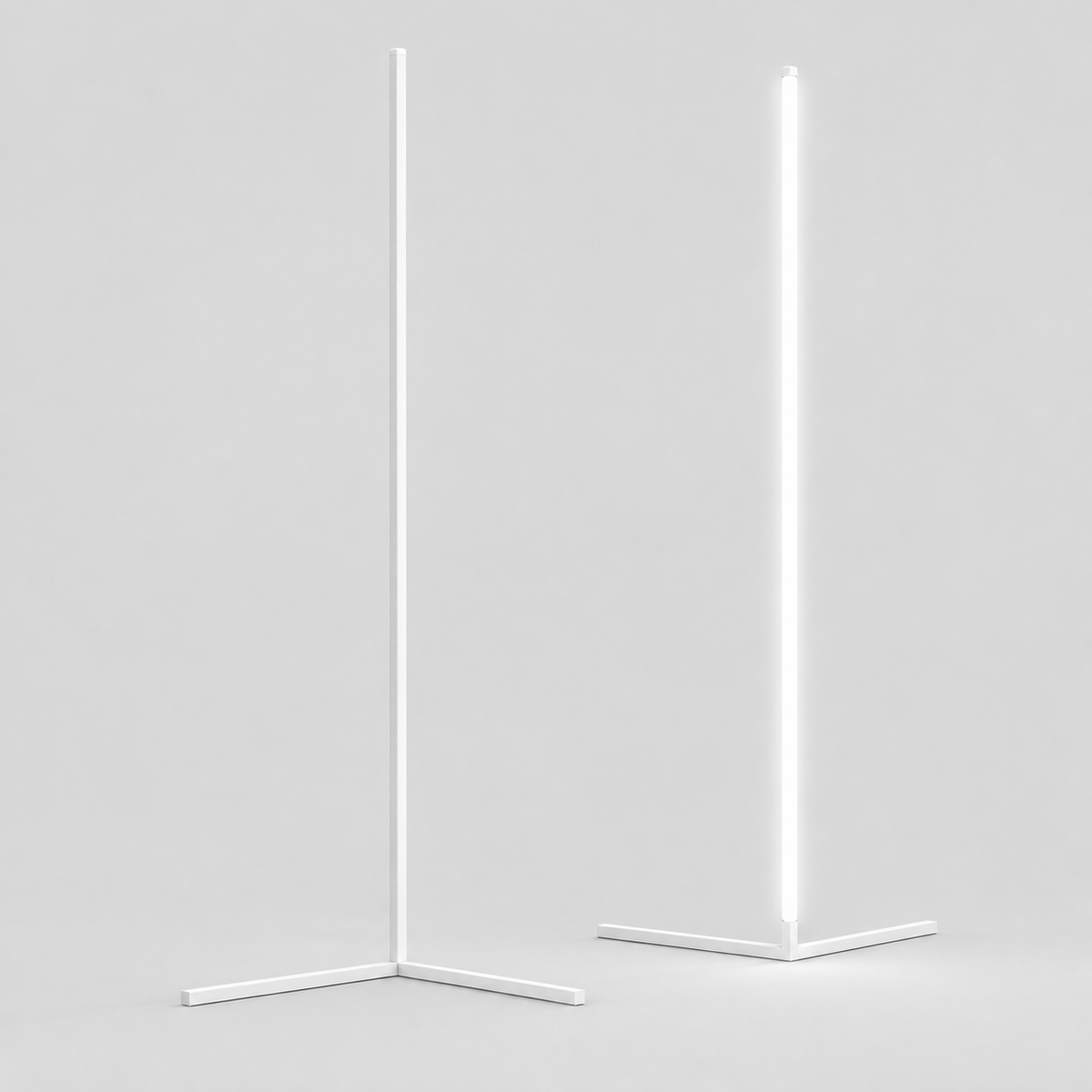 LED Corner Floor Lamp | 56 or 63 in Aluminum Light Bar, RGB or Tunable White | Remote Dimming, Black or White
