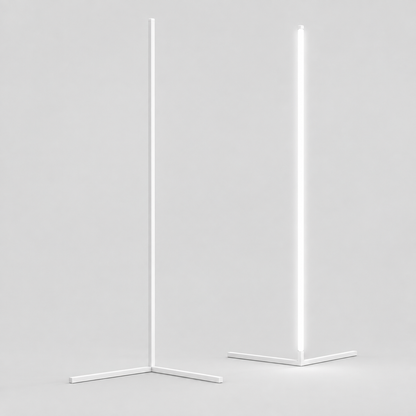 LED Corner Floor Lamp | 56 or 63 in Aluminum Light Bar, RGB or Tunable White | Remote Dimming, Black or White