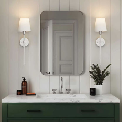 Fabric Shade Wall Sconces, Set of 2 | Rechargeable LED Bulbs with Remote | Stick-On or Screw Mount, 3 Finishes