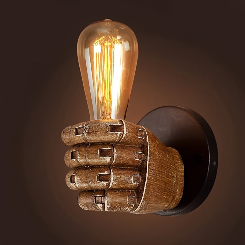 Industrial Wall Lamp | Hand-Shaped Resin Sconce for E26 Bulb