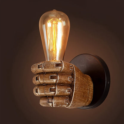 Industrial Wall Lamp | Hand-Shaped Resin Sconce for E26 Bulb