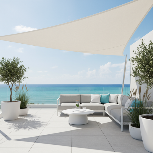 TriBlocker Shade Sail | Waterproof Polyester Triangle Design | UV Protection, Easy Installation