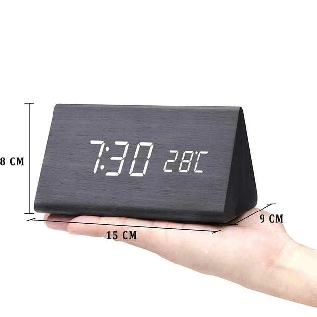 LED Alarm Clock | Voice-Controlled Wood-Effect Design