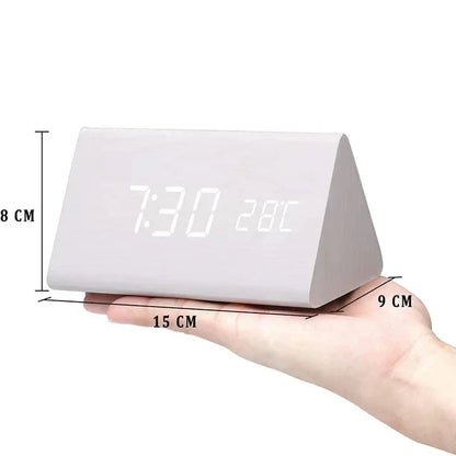 LED Alarm Clock | Voice-Controlled Wood-Effect Design