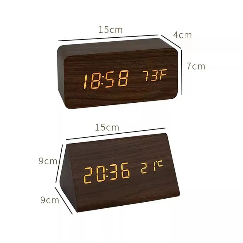 LED Alarm Clock | Voice-Controlled Wood-Effect Design