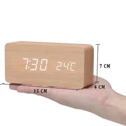 LED Alarm Clock | Voice-Controlled Wood-Effect Design