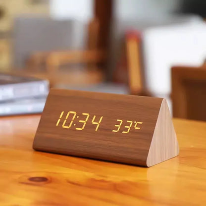 LED Alarm Clock | Voice-Controlled Wood-Effect Design
