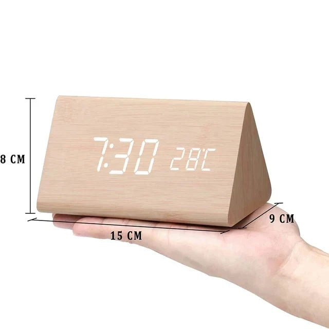 LED Alarm Clock | Voice-Controlled Wood-Effect Design