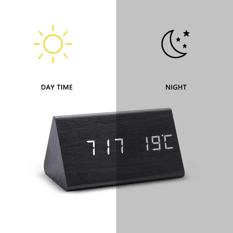 LED Alarm Clock | Voice-Controlled Wood-Effect Design