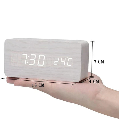 LED Alarm Clock | Voice-Controlled Wood-Effect Design