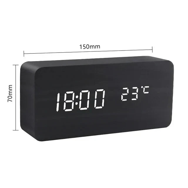 LED Alarm Clock | Voice-Controlled Wood-Effect Design
