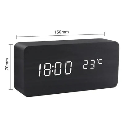 LED Alarm Clock | Voice-Controlled Wood-Effect Design
