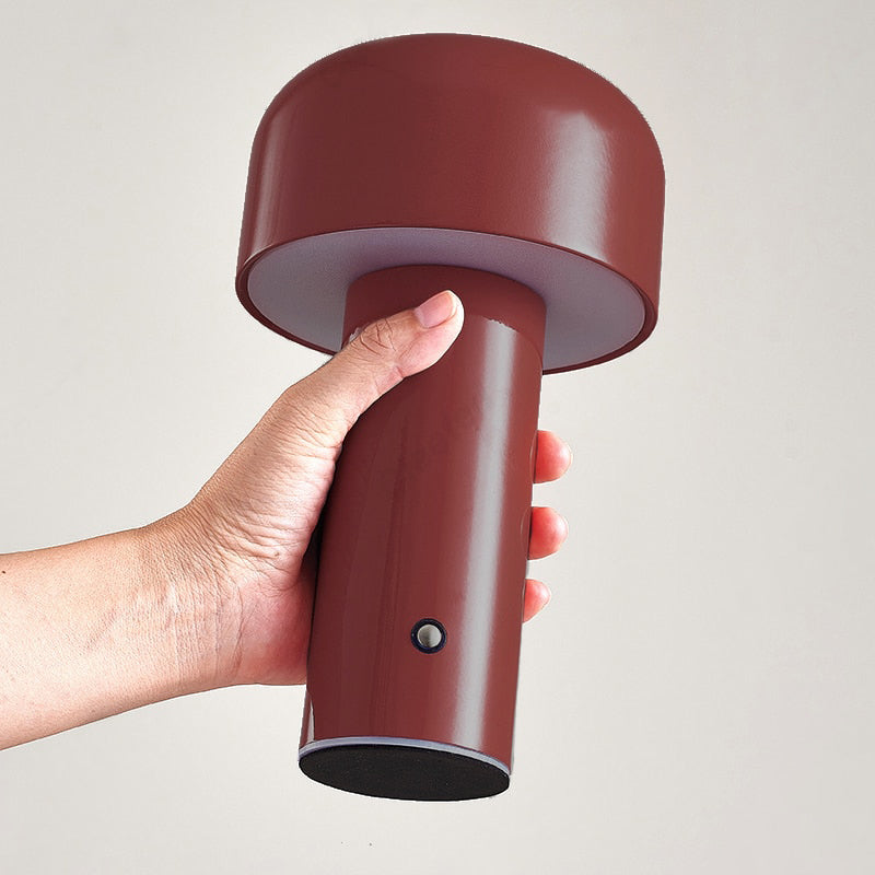 Cordless Mushroom Table Lamp | Rechargeable 4000mAh LED, Iron & Acrylic | 8.3 in, Touch Control, 9 Colors