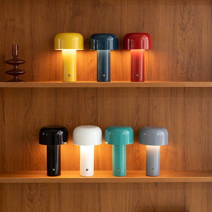 Cordless Mushroom Table Lamp | Rechargeable 4000mAh LED, Iron & Acrylic | 8.3 in, Touch Control, 9 Colors