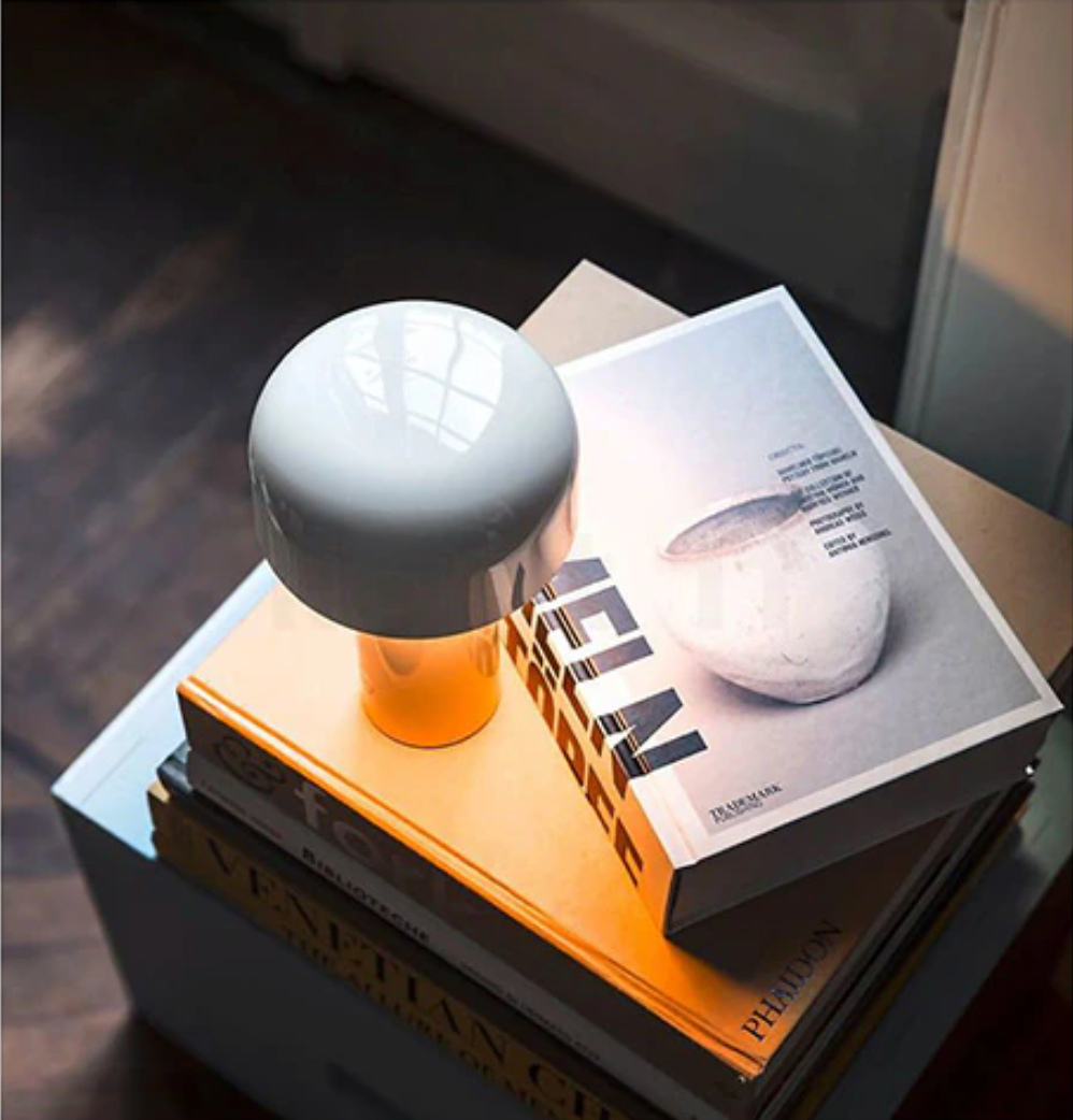 Cordless Mushroom Table Lamp | Rechargeable 4000mAh LED, Iron & Acrylic | 8.3 in, Touch Control, 9 Colors