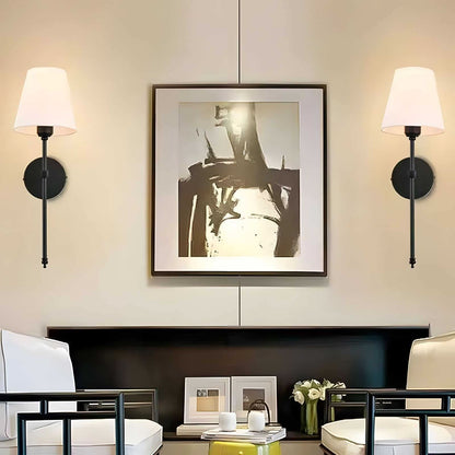 Fabric Shade Wall Sconces, Set of 2 | Rechargeable LED Bulbs with Remote | Stick-On or Screw Mount, 3 Finishes