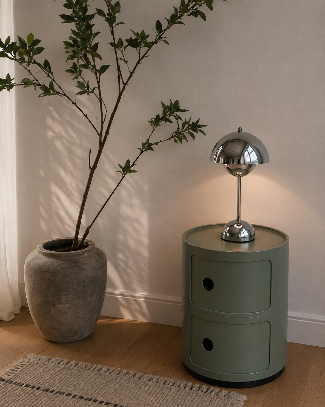 Cordless Dome Table Lamp | Metal Mushroom Lamp with 1200mAh Battery | Touch Dimming, 3 Light Colors, 3 Finishes