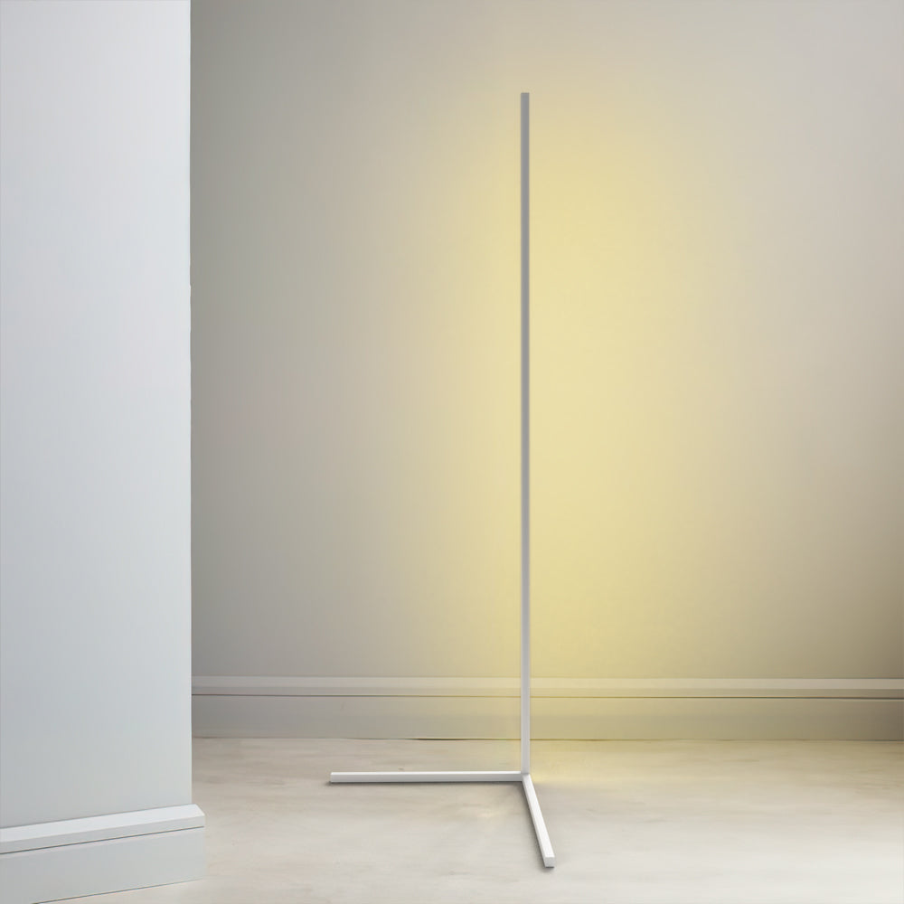 Corner Floor Lamp | 47 or 57 in LED Light Bar on a Triangle Base | Foot Switch, Warm or 3-Color Light