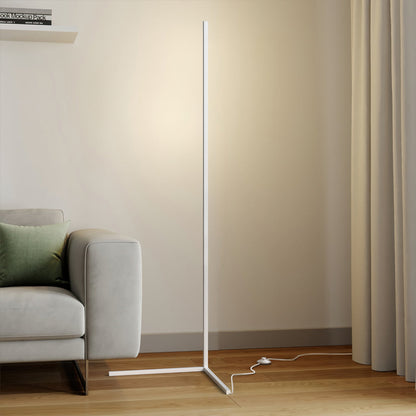 Corner Floor Lamp | 47 or 57 in LED Light Bar on a Triangle Base | Foot Switch, Warm or 3-Color Light