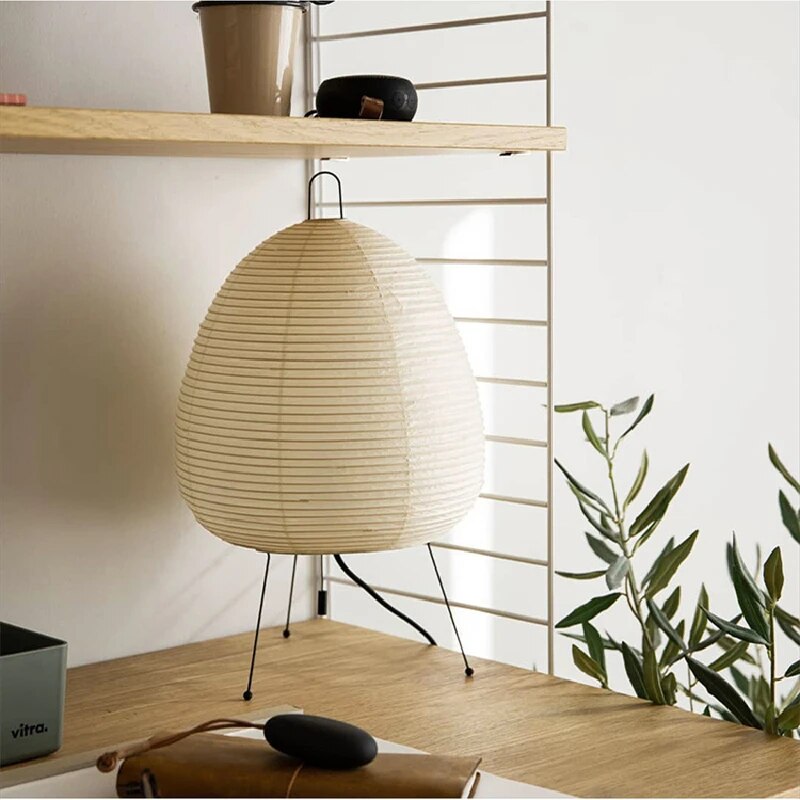 Japanese Rice Paper Table Lamp | Minimalist Metal Base