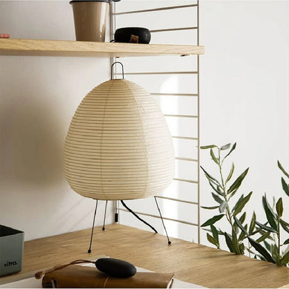Japanese Rice Paper Table Lamp | Minimalist Metal Base