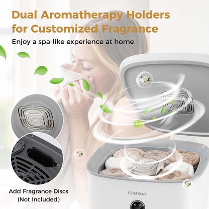 Towel Warmer Bucket | 40L, Holds 4 Large Towels | 2 Heat Levels, 20 to 90 Minute Timer, Fragrance Disc Holders
