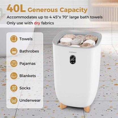Towel Warmer Bucket | 40L, Holds 4 Large Towels | 2 Heat Levels, 20 to 90 Minute Timer, Fragrance Disc Holders