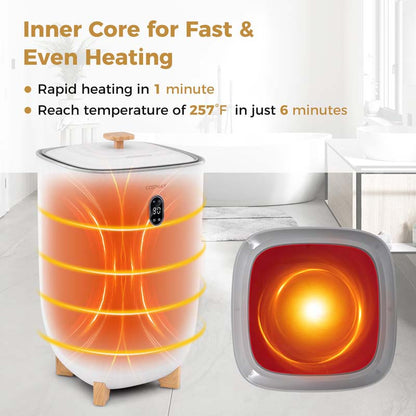 Towel Warmer Bucket | 40L, Holds 4 Large Towels | 2 Heat Levels, 20 to 90 Minute Timer, Fragrance Disc Holders