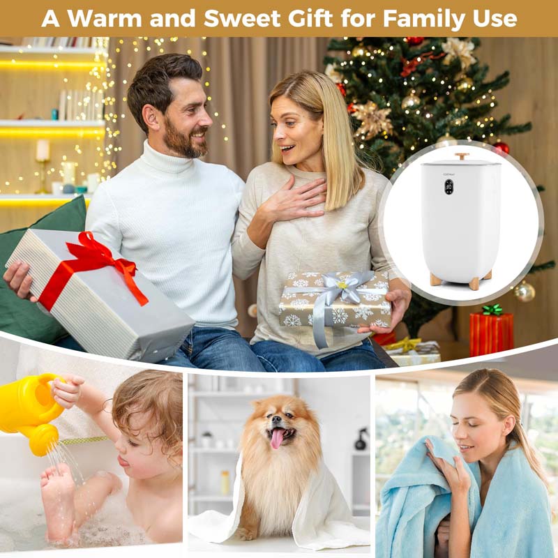 Towel Warmer Bucket | 40L, Holds 4 Large Towels | 2 Heat Levels, 20 to 90 Minute Timer, Fragrance Disc Holders