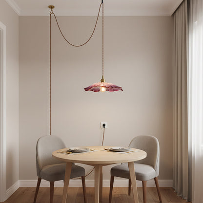 Flower Glass Pendant Light | 11 in Plug-In Shade in Pink, Clear or Green | 177 in Cord, Sloped Ceiling Ready